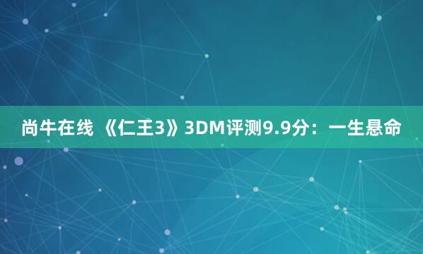 尚牛在线 《仁王3》3DM评测9.9分:一生悬命