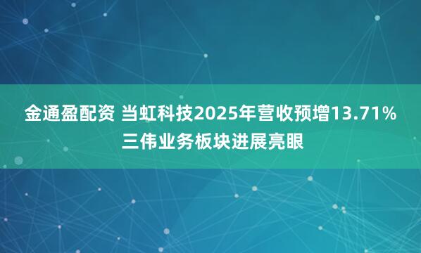 金通盈配资 当虹科技2025年营收预增13.71% 三伟业务板块进展亮眼