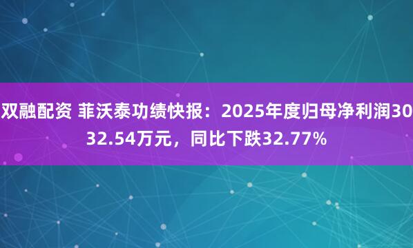 双融配资 菲沃泰功绩快报：2025年度归母净利润3032.54万元，同比下跌32.77%