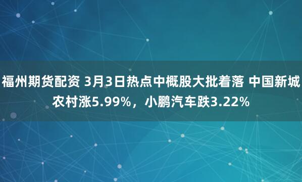 福州期货配资 3月3日热点中概股大批着落 中国新城农村涨5.99%，小鹏汽车跌3.22%